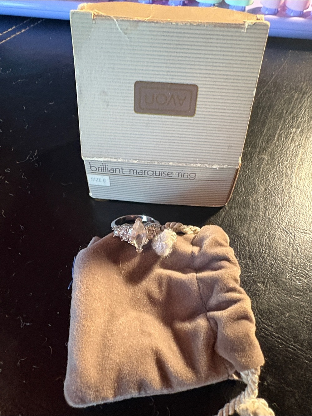 Avon Silver Marquise-Cut Clear Stone Ring